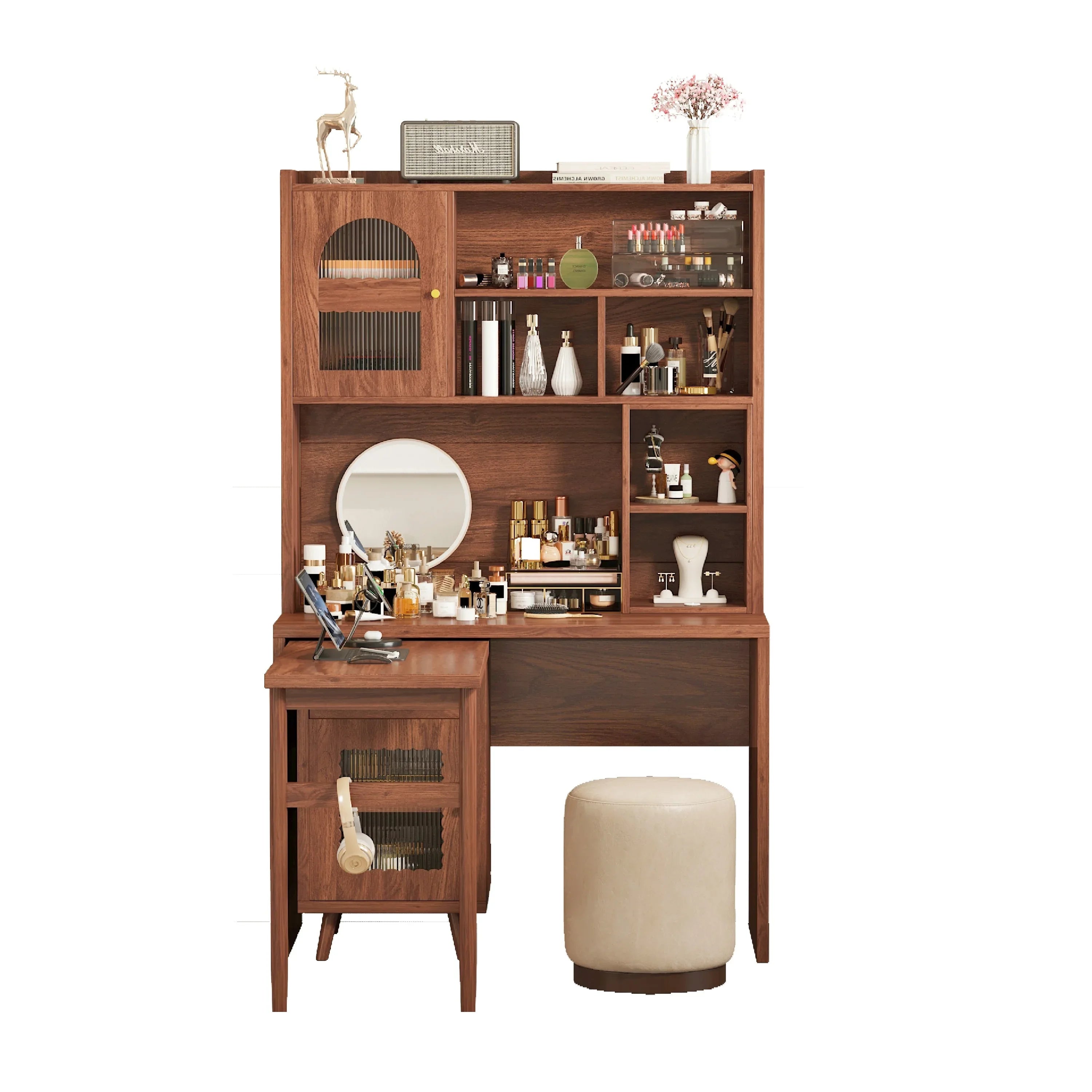 Computer Desk with 90 Degree Rotating Desktop, 43x70 Inch Office Desk with Storage Drawer and Cabinets, Gaming Desk with Shelves, Writing Desk for Study, Work Desk for Home (Old SKU:N733P279101D) - Eloy Royal