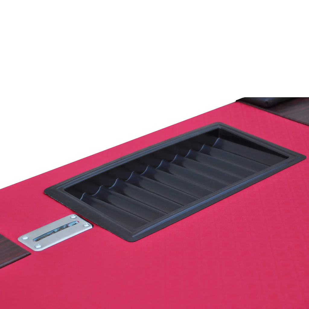 96' Poker Table Model 16367 Red with U Shape Legs, Drox Box, Chips Tray - Eloy Royal