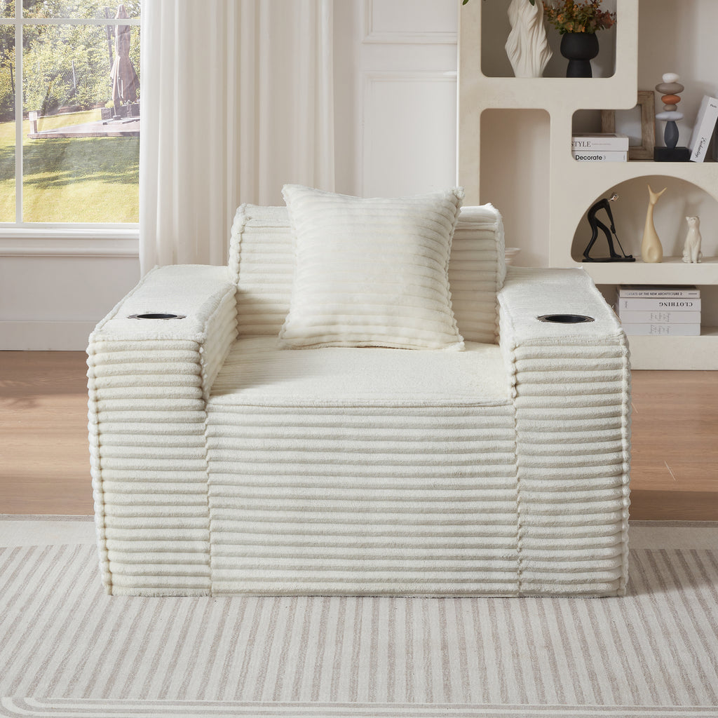 1Seater Sofa Boneless Couches,No Assembly Needed, Modern Sofa for Compact Living Rooms, Apartments, and Offices