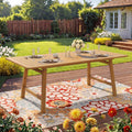 Extendable Acacia Wood Outdoor Dining Table, 59' to 78.74' Rectangular Patio Table with Slatted Top, Weather-Resistant Wooden Expandable Table for Backyard, Garden & Deck, Teak Finish