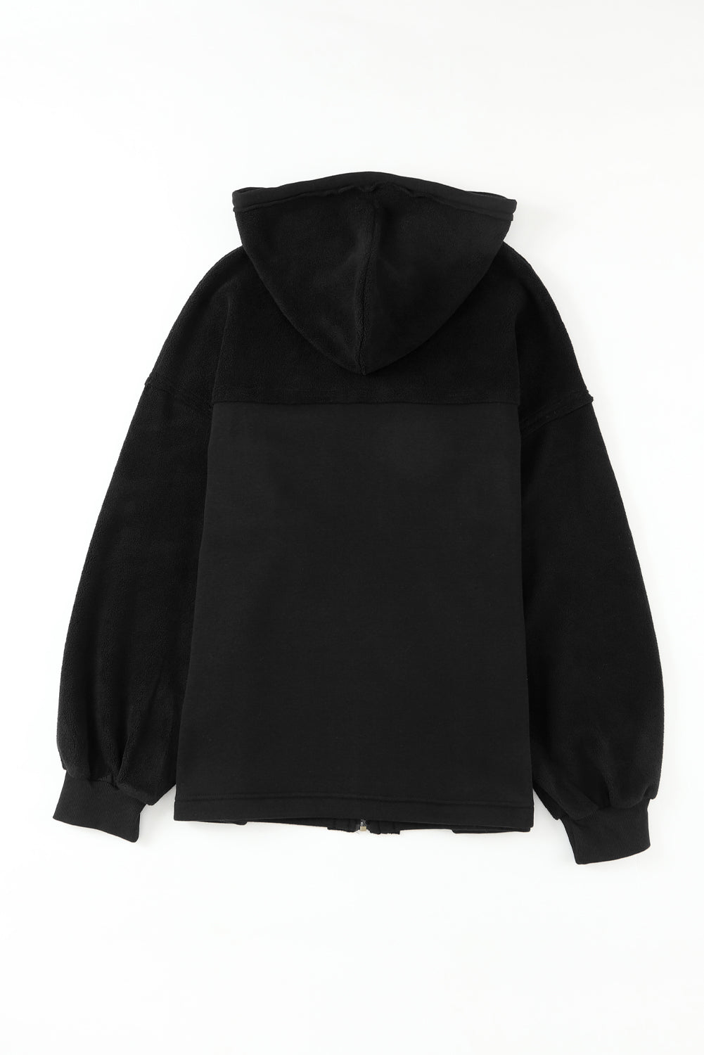 Black Bishop Sleeve Zip Up Hoodie Jacket with Flap Pockets - Eloy Royal