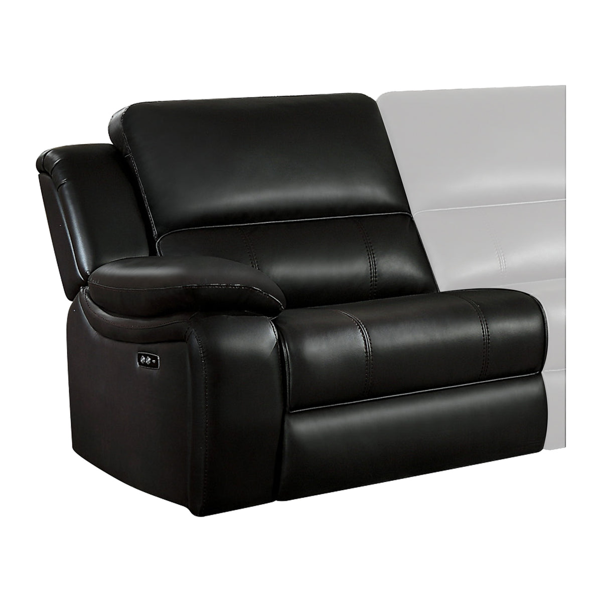 Power Left Side Reclining Chair with USB Port Faux Leather Dark brown