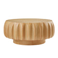 Round Solid Wood Carved Coffee Table with Elegant Sculptural Design
