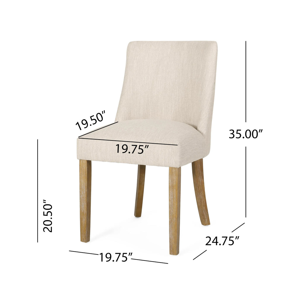 Classic Fabric Dining Chair Beige Upholstery 25x20x35 Inches - Eloy Royal