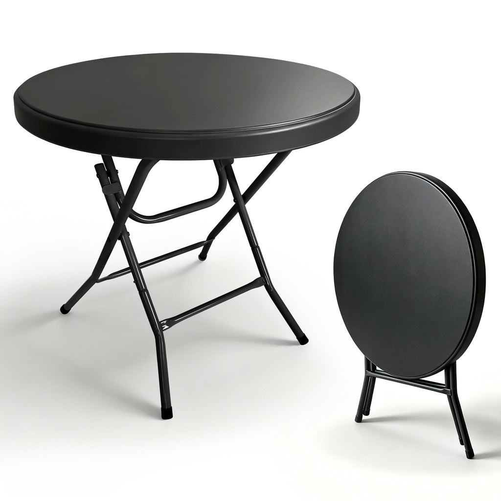 31.5' Round Folding Table, Cocktail Table, Bistro Table, Easy to Set Up for Outdoor Party, Wedding Event, Cafes, Backyarde Black