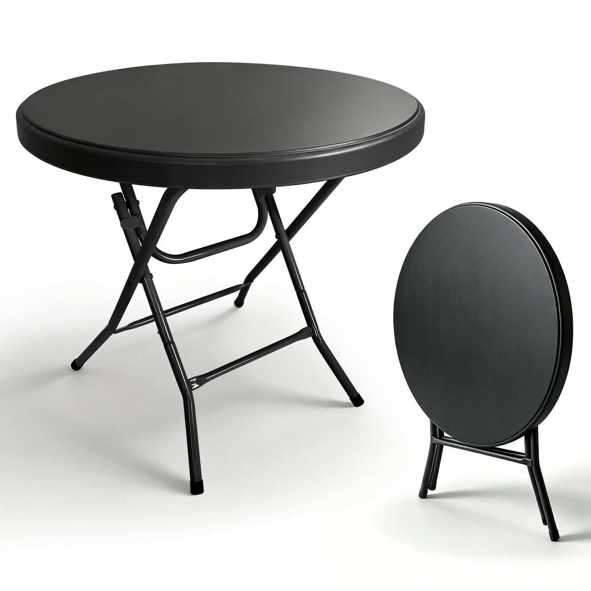 31.5' Round Folding Table, Cocktail Table, Bistro Table, Easy to Set Up for Outdoor Party, Wedding Event, Cafes, Backyarde Black