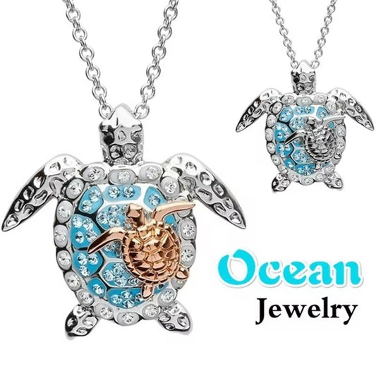 New Fashion Accessories One Big And One Small Turtle Pendant Necklace For Women Cute Animal Necklace Party Gift Jewelry