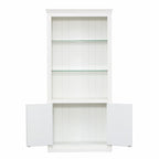 78.75''H 4-Tier Display Shelf, with 5-Colors Dimmable Ceiling Light, Freestanding Farmhouse Bookcases with Storage & Doors, Bookshelf with Adjustable Glass Shelves for Home & Office - White - Eloy Royal
