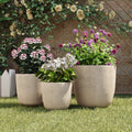 U_Style Lightweight Matte Textured MGO Outdoor Indoor Flower Pot Set of 3,16.9'+13.9'+11.22' Dia Round Concrete Stackable Planter with Drainage Holes and Rubber Plug,Perfect for Garden, Patio, Balcony