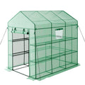 Walk-in Green House, 54 x 81.1 x 77.2 in, Greenhouse with Shelves, High Strength PE Cover with Zipper Door and Steel Frame, Assembly in Minutes, Suitable for Planting and Storage