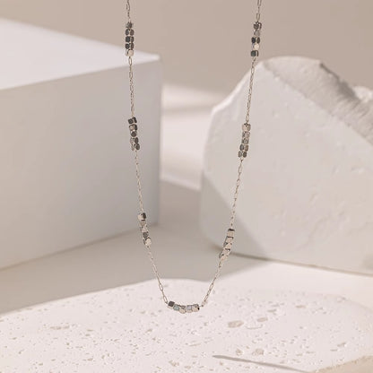 Simple Broken Silver Small Square Clavicle Chain Women's Necklace