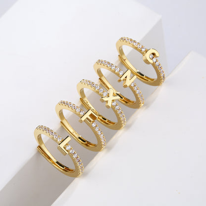 26 English Alphabet Zircon Ring Letters