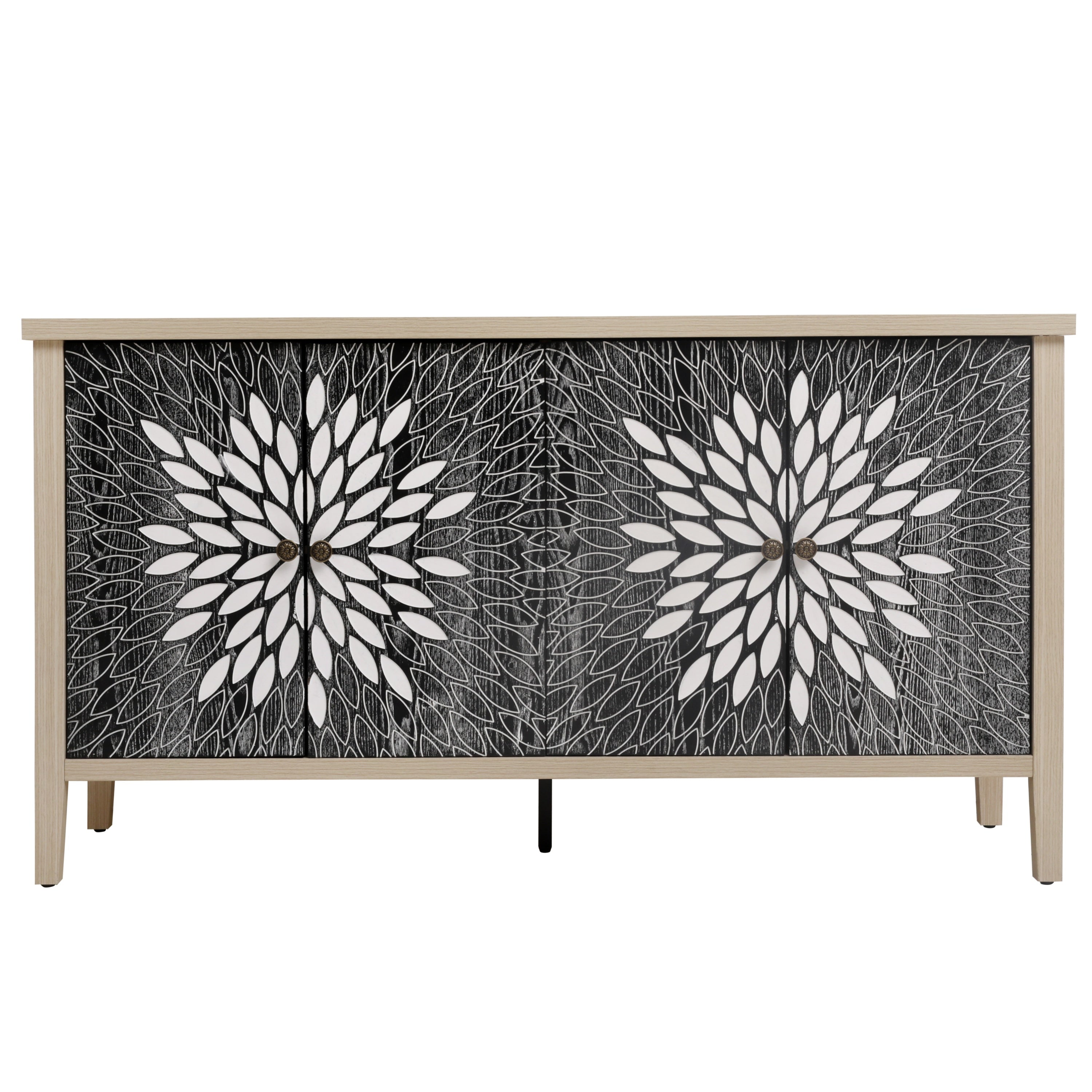 Sideboard Buffet Cabinet, Storage Cabinet with Storage, Modern Storage Cabinet with 4 Doors & Adjustable Shelves for Living Room, Dining Room, Kitchen and Entryway