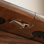 Walnut color solid oak round corner diagonal leg telescopic table 1.2-1.6m, for 6-8 people to meet Dining table wood (Walnut color) - Eloy Royal