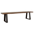 Wobegon Grey Sheesham Rectangular Dining Bench with Live Edge Wood Seat and Angled Metal Base in Grey Finish, 70-Inch Length
