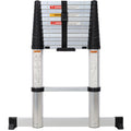 12.5FT Telescopic Ladder Aluminum Ladder with Non-Slip Feet, Slow Down Safety Function With Stabilizer Portable Extension Ladder for Household and Outdoor Working, 330lb Capacity Silver