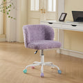 A&A Furniture Office Chair,Artificial rabbit hair Home Office Chair with Metal Base,Adjustable Desk Chair Swivel Office Chair,Vanity Chair(Violet)