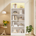 83.4' Tall Wood Bookcase with light strip,5-Tier Decor Bookshelves with Adjustable Shelves,Storage Organizer for CDs/Books,Free Standing Storage Shelves for Living Room,Home Office,White