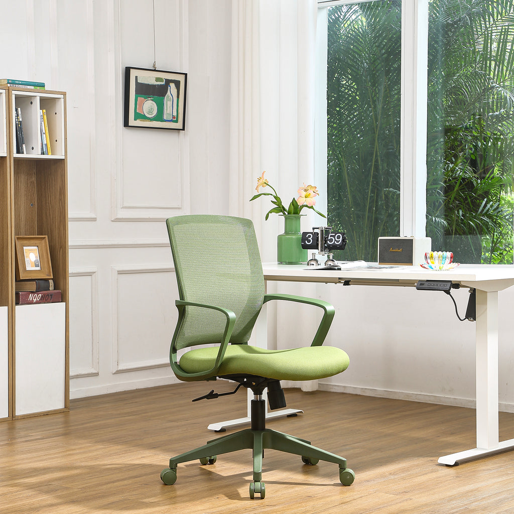 Colorful Office Task Chair 350LBS, Home Office, Mesh Back,Comfortable Sitting, Fixed Armrest, Swivel, Height Adjustable Chair (Green)