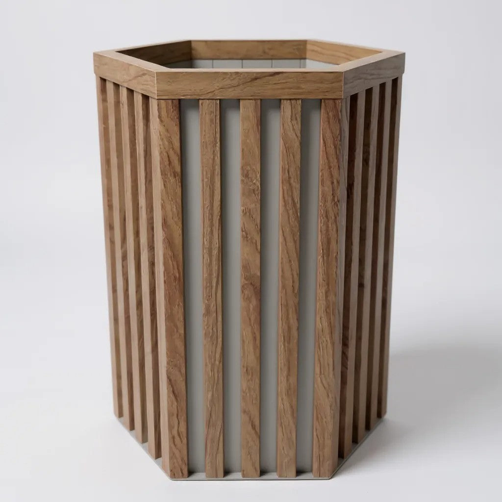 Hexagon Column Planter MD - Medium Brown