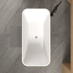 59'Rectangle Linear Acrylic Freestanding Bathtub Stand Alone Soaker Tub, Glossy White Acrylic, POP-UP Chrome Drain, cUPC Certified, - Eloy Royal