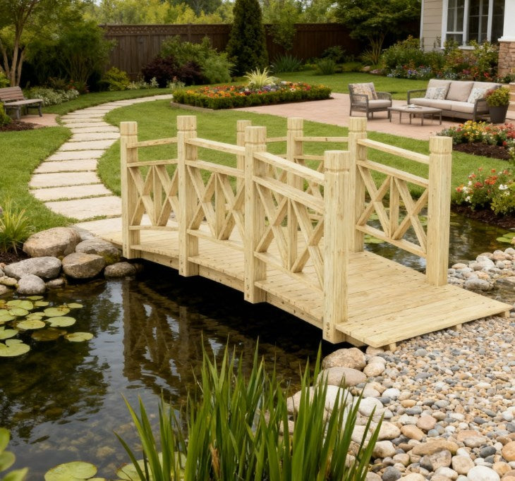Garden Bridge Footbridge for Backyard Ponds, Creeks, Streams,Wooden Garden Bridge