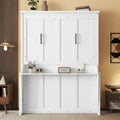 Queen Size Wood Murphy Bed, Space-Saving Hidden Wall Bed, Wall Bed Cabinet, with Gas Struts,White