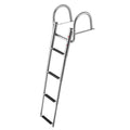 Boat Ladder, 4 Steps, Stainless Steel Telescoping Folding Swim Deck Ladder for Rear Entry Inboard, 600 lbs Capacity with Wide Anti-Slip Steps & Handrails, for Outboards, Yacht, Pontoon Boats