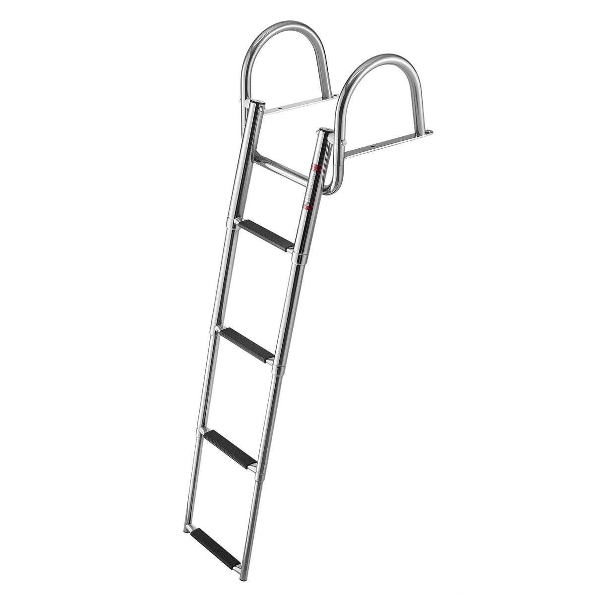 Boat Ladder, 4 Steps, Stainless Steel Telescoping Folding Swim Deck Ladder for Rear Entry Inboard, 600 lbs Capacity with Wide Anti-Slip Steps & Handrails, for Outboards, Yacht, Pontoon Boats