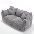 Comfortable Dual Beanbag Chair with High Resilience Foam Core for Two People in Grey Chenille