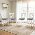 Dining Chairs Only, Wooden Dining Chairs Set of 4, Kitchen Chair with Padded Seat, Upholstered Side Chair for Dining Room, Living Room, Kitchen, Grey & White two tone