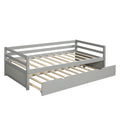 Gray Twin Daybed with Trundle Frame Set, Pine Wood and MDF, 76''L x 41.7''W x 25.9''H