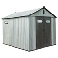 8X12FT Outdoor Resin Storage Shed, Waterproof Plastic Garden Shed with Lockable Door, Windows & Vents, Outside Tool Storage Shed for Patio Furniture, Lawn Mower, Bike