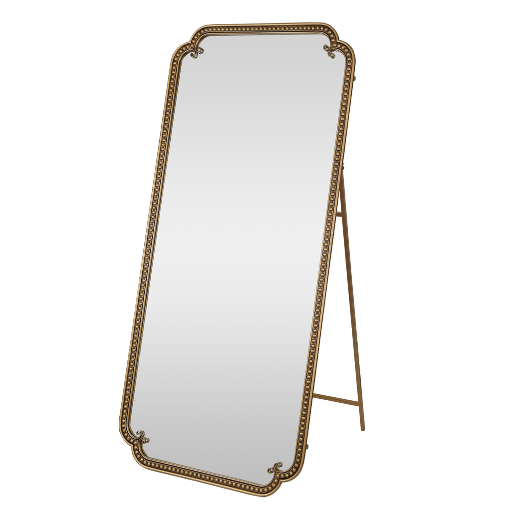 Antique Gold Full Length Mirror with Stand, 70.1'x31.9' Floor Standing Dressing Mirror for Bedroom Living Room, MDF+Iron