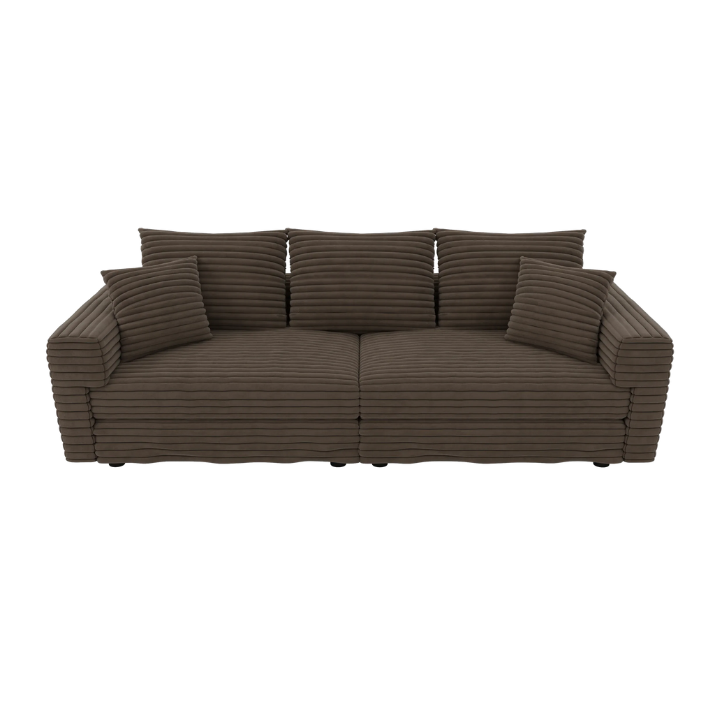 82.7 'Plush Corduroy 3-Seat Sofa,Modern Comfy Upholstered Sofa Cloud Couch,Deep Seat Couches with Soft Pillows and 1 Ottomans,Convertible Sofa Lounge Chair,Camel - Eloy Royal