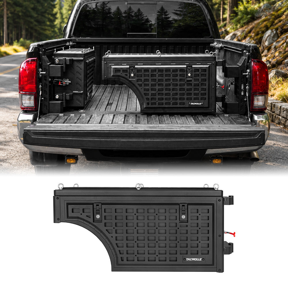 Tacmolle Molle Expansion Panel Truck Bed Side Storage Tool Box with Dual Security Lock, Metal UnderCover SwingCase Fits 2016-2023 Toyota Tacoma 5 ft Short Bed Pickup Truck-Passenger Side