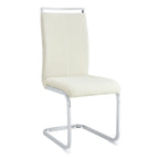 Set of 4 Cream Textured Granular Fabric Dining Chairs with Ergonomic Backrest, White and Silver Finish, 39.3' High, Ideal for Modern Dining and Living Spaces