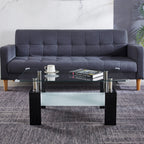 Artisan Center Coffee Table, Tempered Glass Top Stainless Steel Legs for Living Room, Black - Eloy Royal