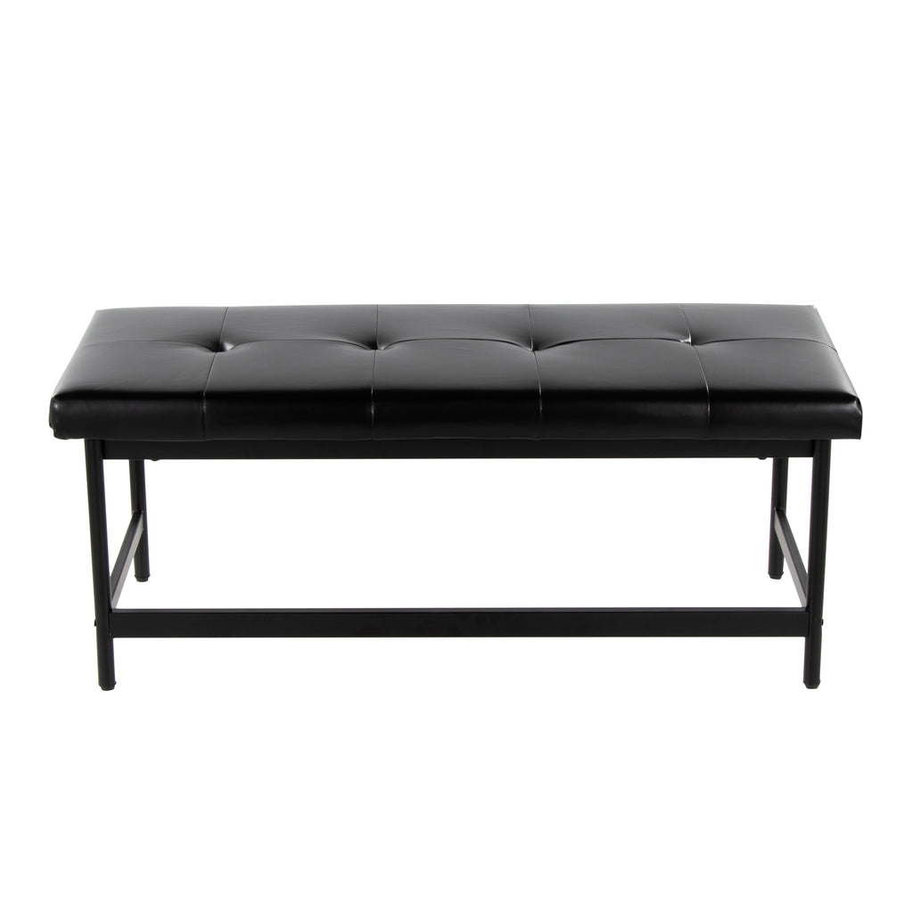 Bench in Black Metal and Black Faux Leather