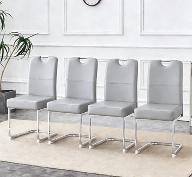 Set of 4 grey thick dining chairs with built-in spring wrap design, ergonomic, perfectly blending comfort and elegance,