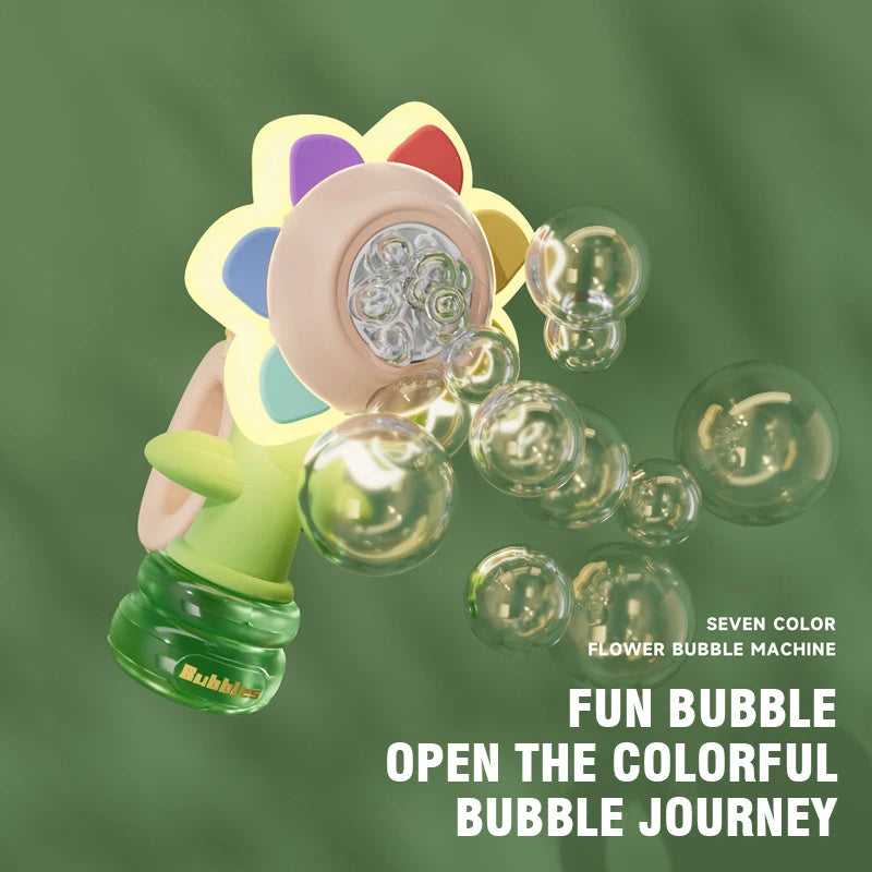 Dancing Sunflower Bubble Machine Automatic Electric Swing Soap Blowing Bubble Maker With Light Outdoor Toy For Kid Children Gift