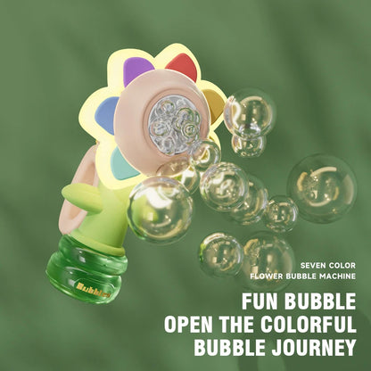 Dancing Sunflower Bubble Machine Automatic Electric Swing Soap Blowing Bubble Maker With Light Outdoor Toy For Kid Children Gift