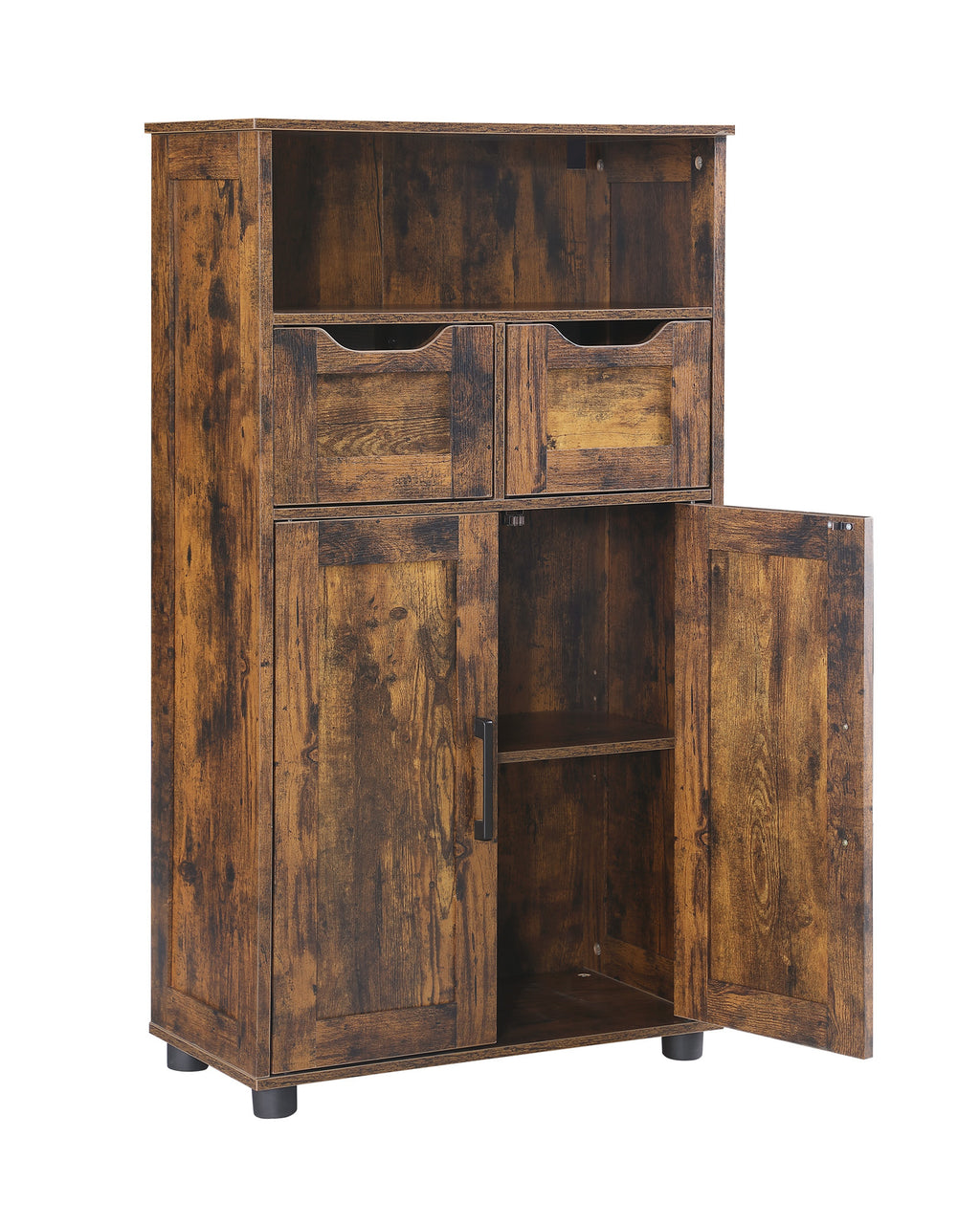 Tall Storage Cabinet, Bathroom Storage Cabinet with 2 Large Drawer & Adjustable Shelf,for Living Room, Home Office, Kitchen Rustic Brown