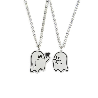 Halloween Cute Love Ghost Necklace Couple Pendant Necklace Men Women Accessories