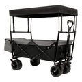 480Lbs Collapsible Wagon with Canopy,Wagon Stroller with 7' All-Terrain Wheels, Lightweight Foldable Wagon, Large Capacity for Camping, Shopping, Sports, and Garden Use,black with mosquito net