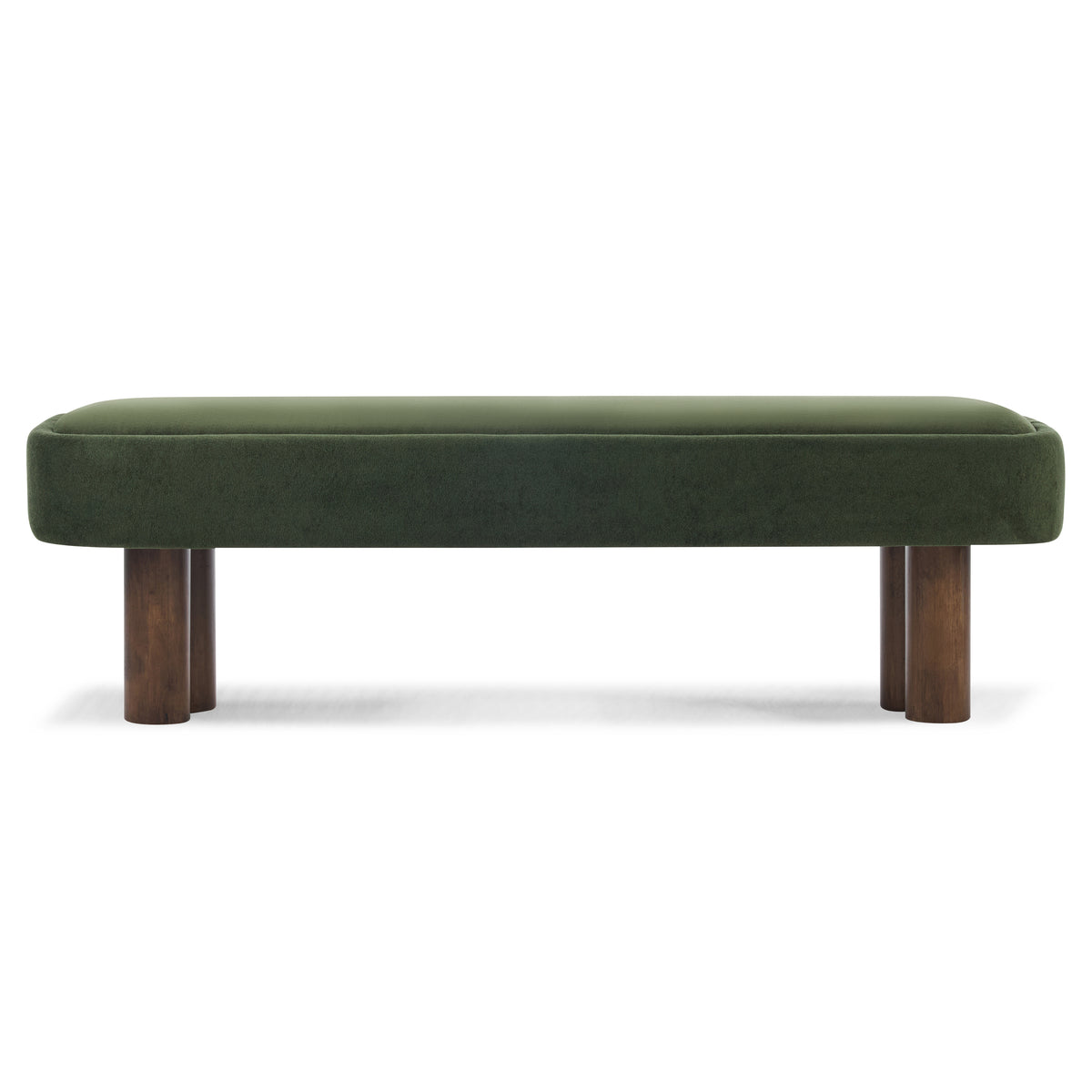 Indoor Green Fabric Dining Bench with Walnut Color Legs, 60.04'L Upholstered Seating for Kitchen, Dining Room and Living Space,250lbs Capacity