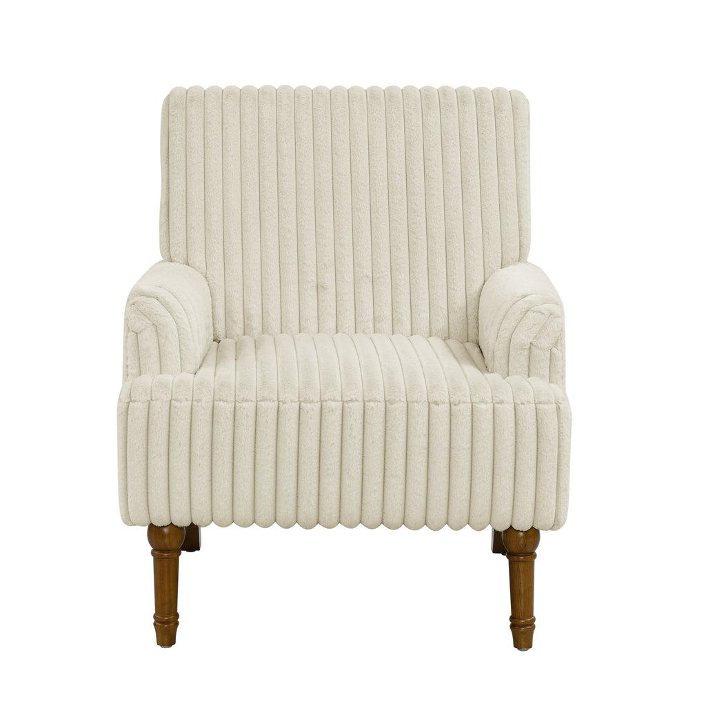Modern Accent Chair with 3.5cmW Wide Wale Corduroy, 9' Solid Wood Legs, Comfortable Upholstered Armchair in Pink for Living Room