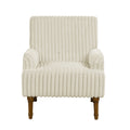 Modern Accent Chair with 3.5cmW Wide Wale Corduroy, 9' Solid Wood Legs, Comfortable Upholstered Armchair in Pink for Living Room