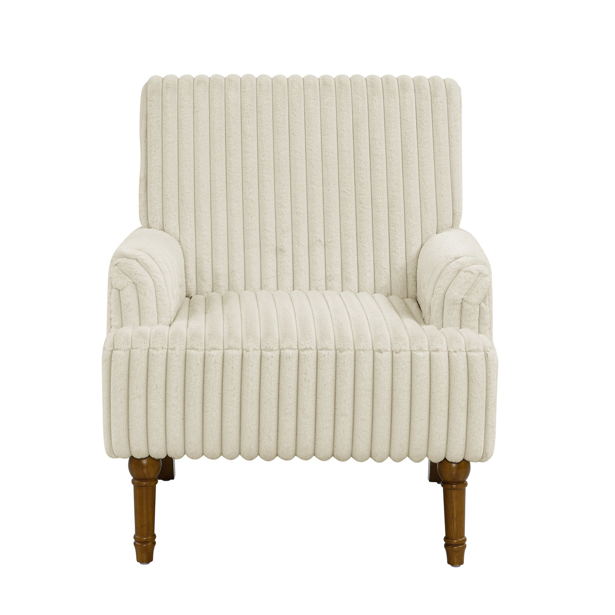 Modern Accent Chair with 3.5cmW Wide Wale Corduroy, 9' Solid Wood Legs, Comfortable Upholstered Armchair in Pink for Living Room