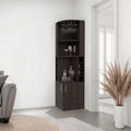 Page Corner Bar Cabinet with Wine Storage and Glass Rack, Stained Walnut